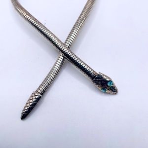 Vintage Silver Tone Tubogas Snake Necklace